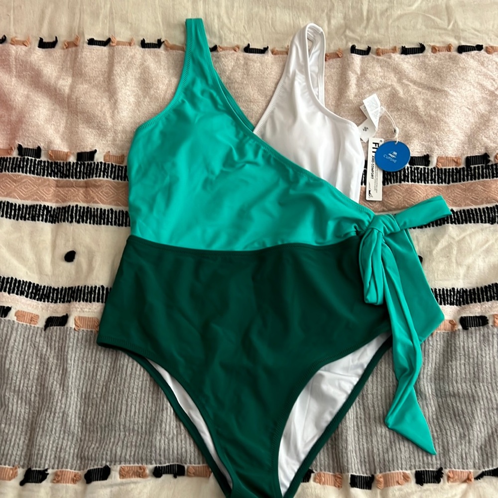 Cupshe faux wrap color block swimsuit